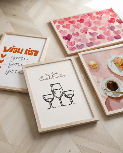 Posterux© | Pink Café Gallery Wall – Set of 4 Posters poster – premium wall art