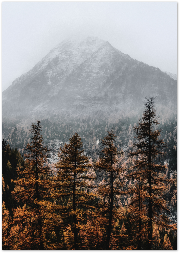 Posterux© | Misty Peaks – Moody Mountain Landscape Poster poster – premium wall art