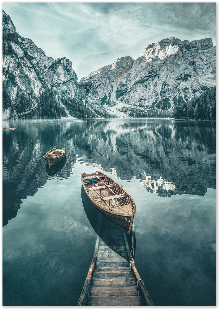 Posterux© | Alpine Reflections – Serene Mountain Lake Poster poster – premium wall art