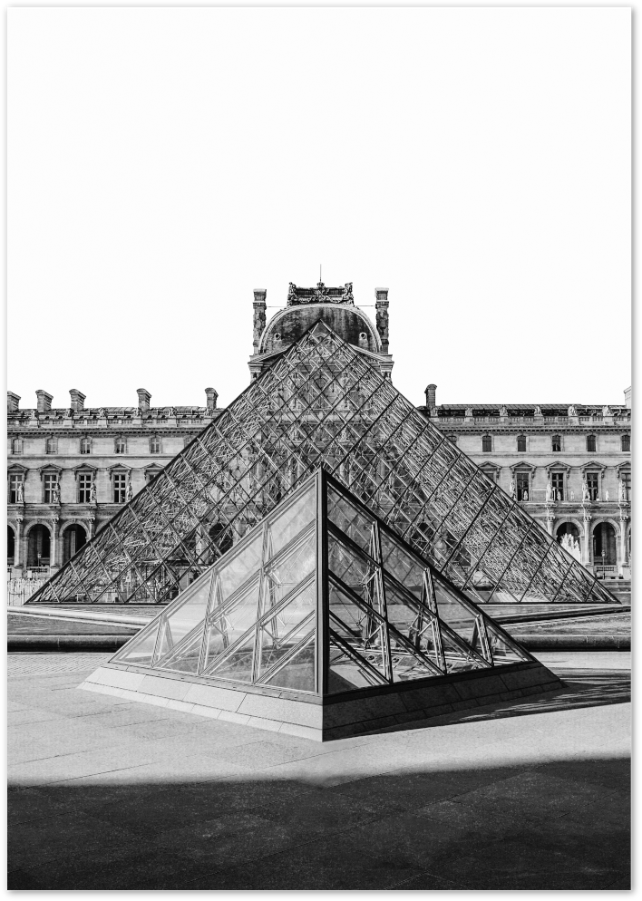 Posterux© | Louvre Pyramid – Black & White Architecture Poster poster – premium wall art