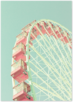 Posterux© | Vintage Ferris Wheel – Pastel Pink and Mint poster – premium wall art