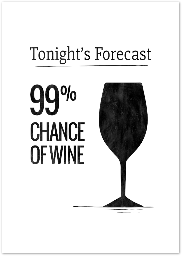 Posterux© | 99% Chance of Wine – Funny Kitchen Poster poster – premium wall art