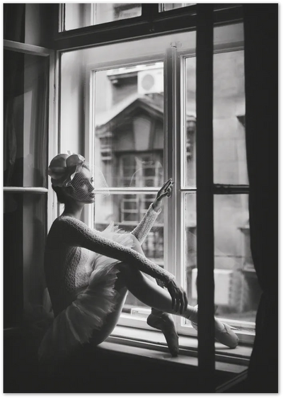 Posterux© | Ballerina by the Window – Elegant Black & White Poster poster – premium wall art