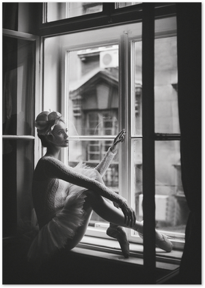 Posterux© | Ballerina by the Window – Elegant Black & White Poster poster – premium wall art