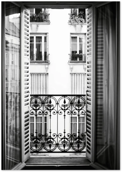 Posterux© | Parisian Balcony – Classic Black & White Architecture Poster poster – premium wall art