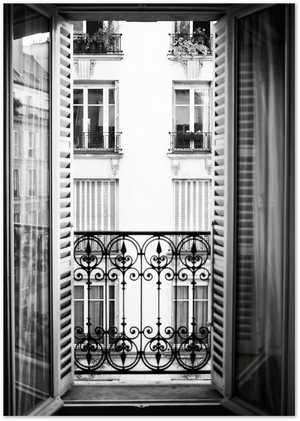 Posterux© | Parisian Balcony – Classic Black & White Architecture Poster poster – premium wall art