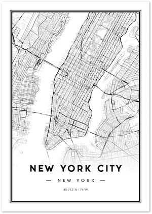 Posterux© | New York City Map – Minimalist Black & White Poster poster – premium wall art