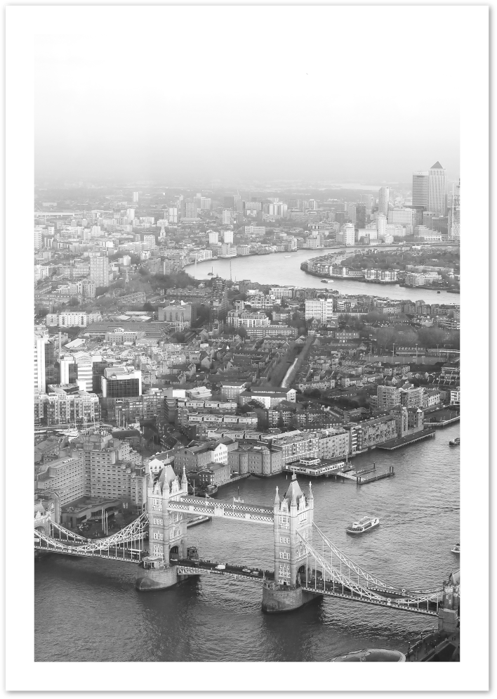 Posterux© | Aerial View of London – Black & White Photography Poster poster – premium wall art