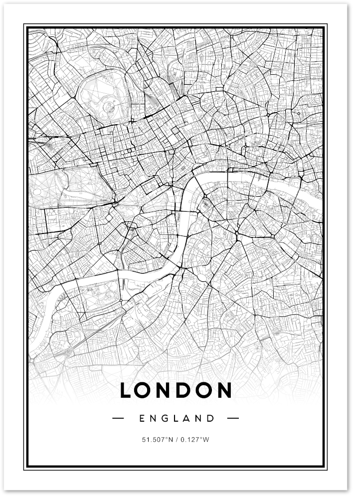 Posterux© | London City Map – Minimalist Black & White Poster poster – premium wall art