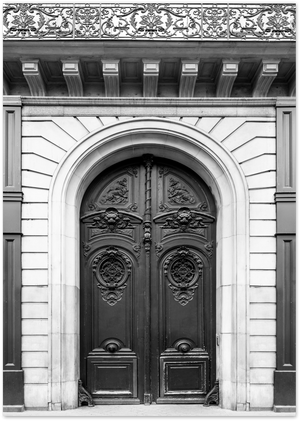 Posterux© | Ornate Parisian Door – Black & White Photography Poster poster – premium wall art