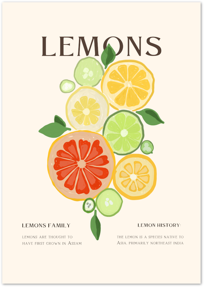 Posterux© | Lemon Fruits Poster – Fresh and Vibrant Kitchen Art poster – premium wall art