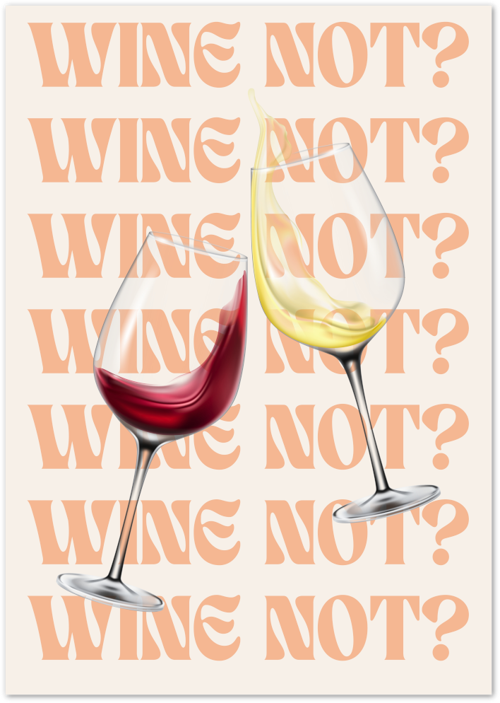 Posterux© | Wine Not? Retro Poster – Playful Wine Lover Art poster – premium wall art