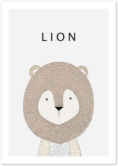Posterux© | Minimalist Lion Poster – Nordic Animal Nursery Art poster – premium wall art