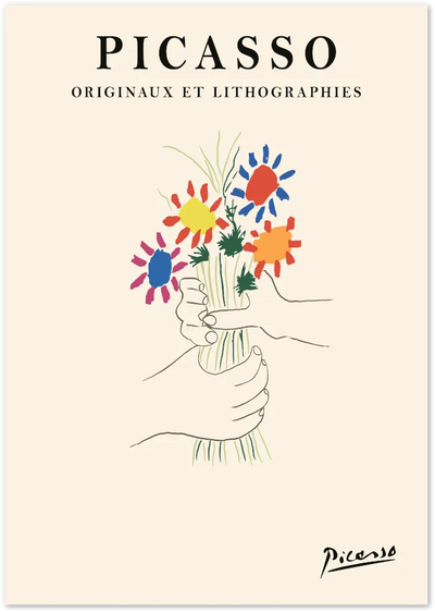 Posterux© | Picasso Bouquet Poster – Colorful Hand-Drawn Floral Art poster – premium wall art