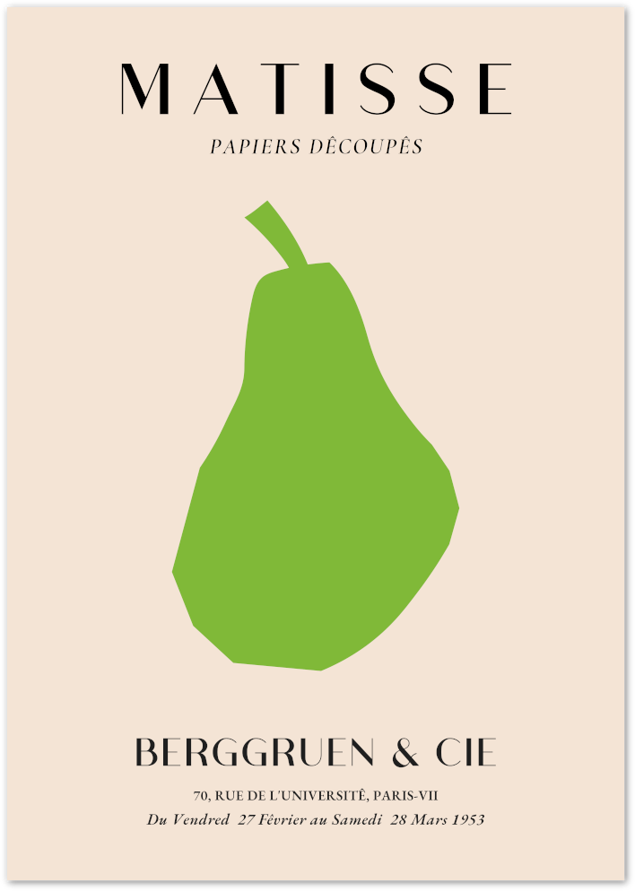 Posterux© | Matisse Green Pear Poster – Minimalist Cut-Out Art poster – premium wall art