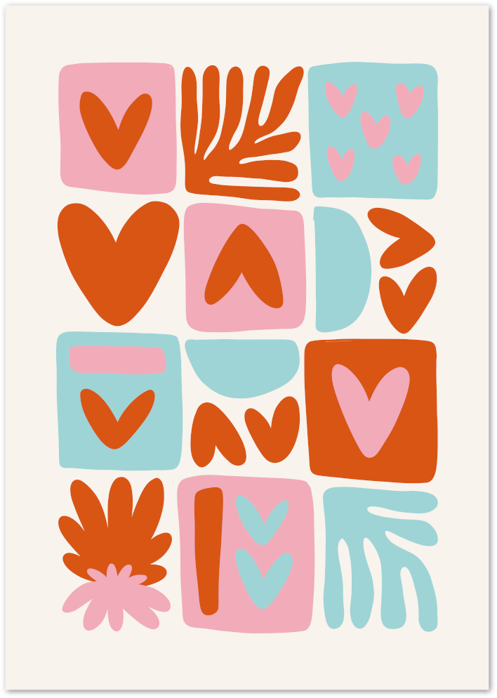 Posterux© | Colorful Love & Shapes Poster – Playful Abstract Art poster – premium wall art