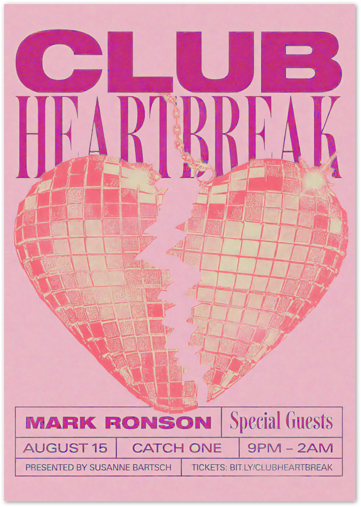 Posterux© | Club Heartbreak Poster – Retro Pink Party Vibes poster – premium wall art