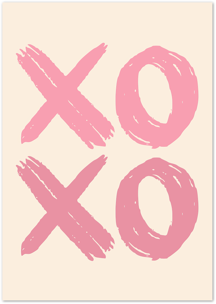 Posterux© | XOXO Pink Brushstroke Poster – Minimalist Love Art poster – premium wall art