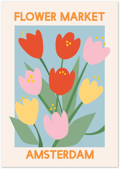 Posterux© | Amsterdam Flower Market Poster – Dutch Tulip Art poster – premium wall art