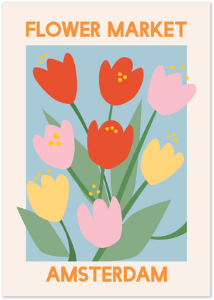 Posterux© | Amsterdam Flower Market Poster – Dutch Tulip Art poster – premium wall art