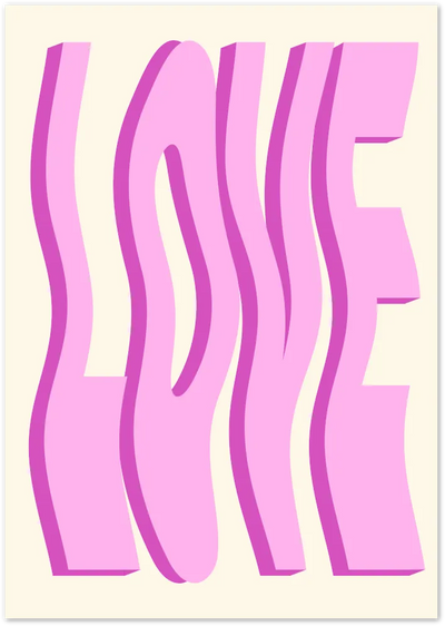 Posterux© | LOVE Retro Wavy Poster – Groovy 70s Typography Art poster – premium wall art