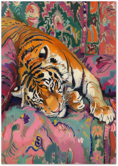 Posterux© | Tiger on Colorful Couch Poster – Vibrant Wildlife Art poster – premium wall art