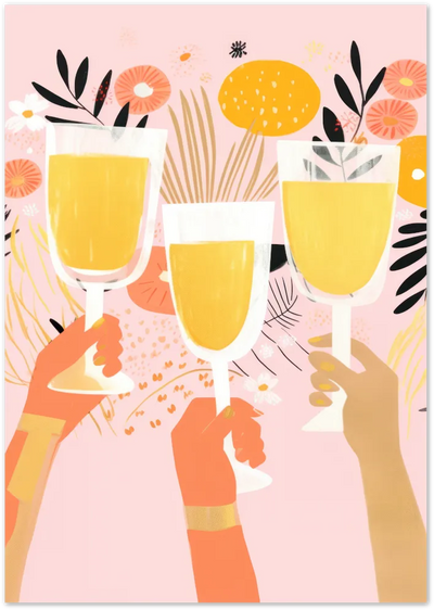 Posterux© | Cheers Poster – Colorful Toasting Hands Art poster – premium wall art