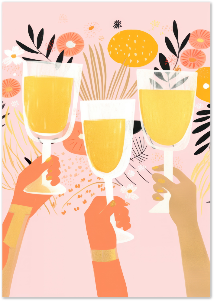 Posterux© | Cheers Poster – Colorful Toasting Hands Art poster – premium wall art