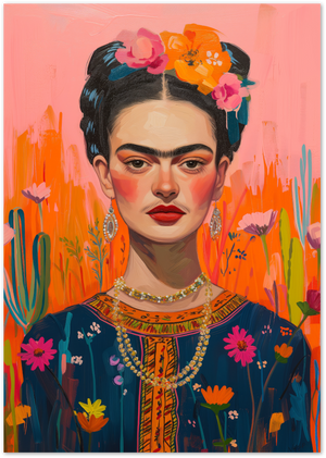 Posterux© | Frida with Flowers Poster – Colorful Feminist Portrait Art poster – premium wall art