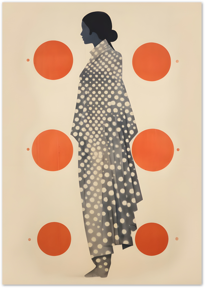 Posterux© | Polka Dot Woman Poster – Minimalist Japanese-Style Silhouette poster – premium wall art