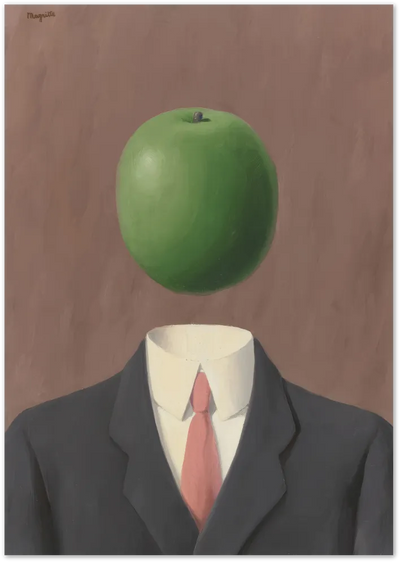 Posterux© | Green Apple Head Poster – Surrealist Magritte-Inspired Art poster – premium wall art