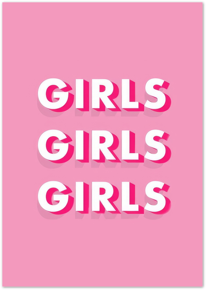 Posterux© | Girls Girls Girls Poster – Retro Pop Typography Art poster – premium wall art