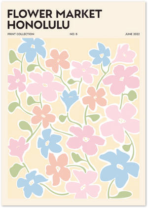Posterux© | Flower Market Honolulu Poster – Pastel Botanical Print poster – premium wall art