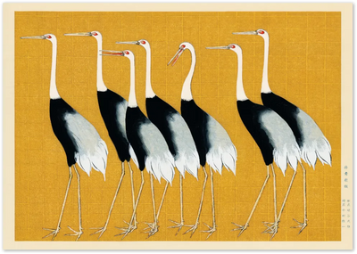 Posterux© | Cranes on Gold Poster – Japanese Minimalist Nature Art poster – premium wall art