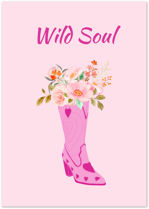 Posterux© | Wild Soul Poster – Pink Western Boot Floral Art poster – premium wall art