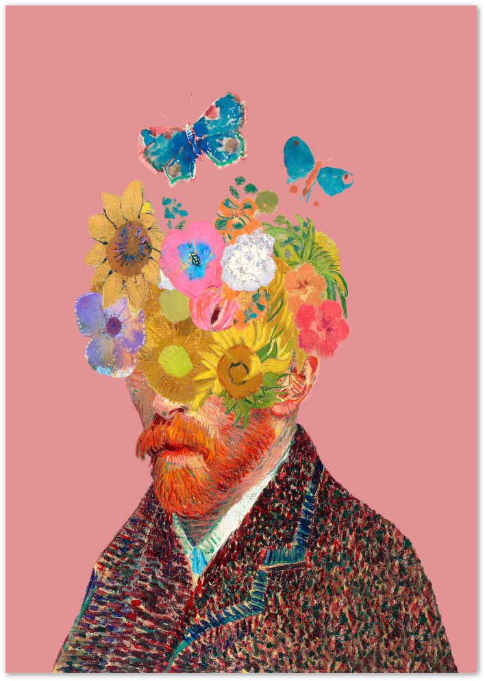 Posterux© | Van Gogh Floral Head Poster – Surreal Colorful Portrait Print poster – premium wall art