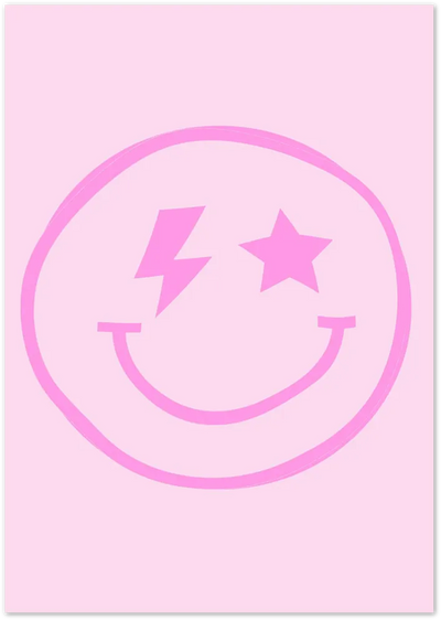 Posterux© | Pink Smiley Face Poster – Fun Retro Pop Art Print poster – premium wall art