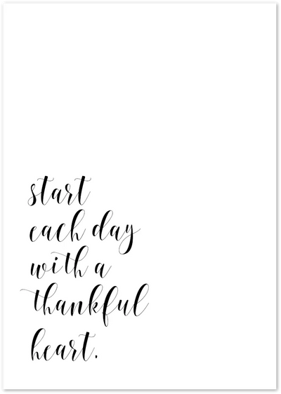 Posterux© | Start Each Day with a Thankful Heart – Gratitude Quote Poster poster – premium wall art