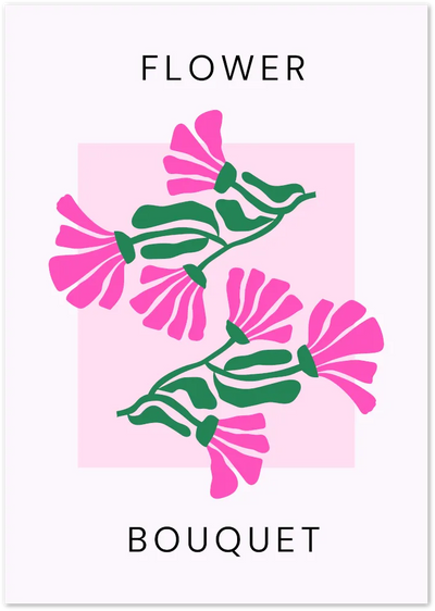 Posterux© | Pink Flower Bouquet Poster – Bold Graphic Floral Art Print poster – premium wall art