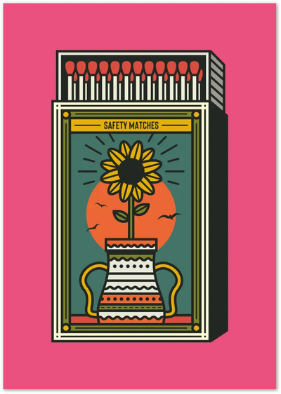 Posterux© | Sunflower Matches Poster – Retro Matchbox Wall Art poster – premium wall art