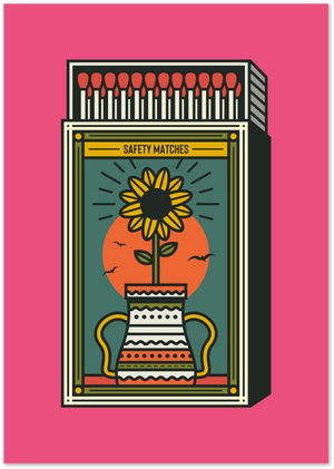 Posterux© | Sunflower Matches Poster – Retro Matchbox Wall Art poster – premium wall art