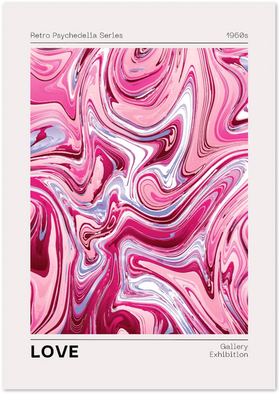 Posterux© | Pink Psychedelic Love Poster – Retro Swirl Art Print poster – premium wall art