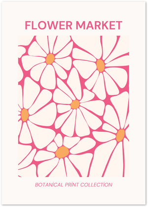 Posterux© | Pink Daisy Flower Market Poster – Retro Botanical Wall Art poster – premium wall art