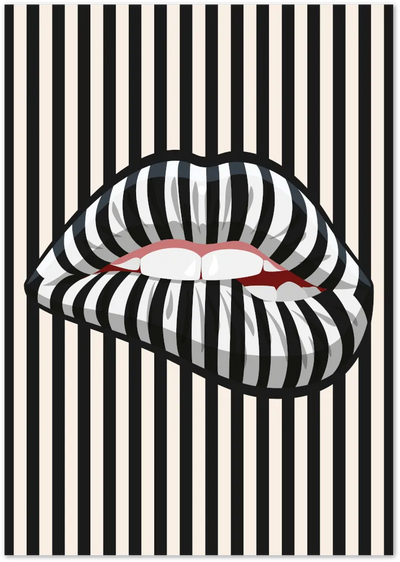 Posterux© | Optical Illusion Lips Poster – Black and White Pop Art Print poster – premium wall art