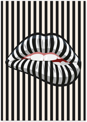 Posterux© | Optical Illusion Lips Poster – Black and White Pop Art Print poster – premium wall art