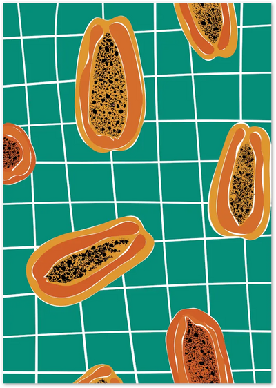 Posterux© | Papaya Pool Poster – Graphic Tropical Fruit Wall Art poster – premium wall art