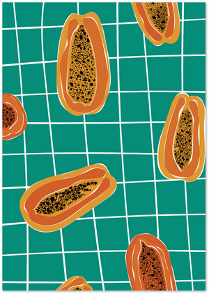 Posterux© | Papaya Pool Poster – Graphic Tropical Fruit Wall Art poster – premium wall art