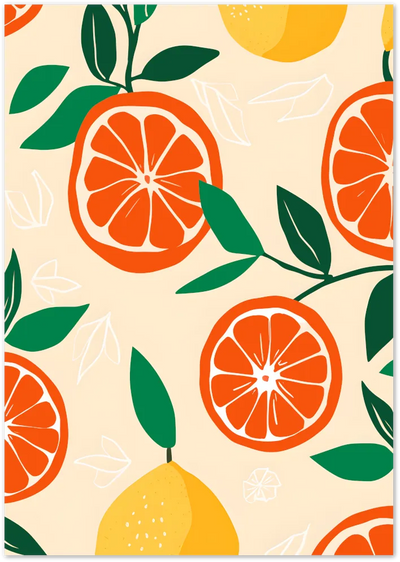 Posterux© | Citrus Grove Poster – Lemon & Orange Fruit Pattern Wall Art poster – premium wall art