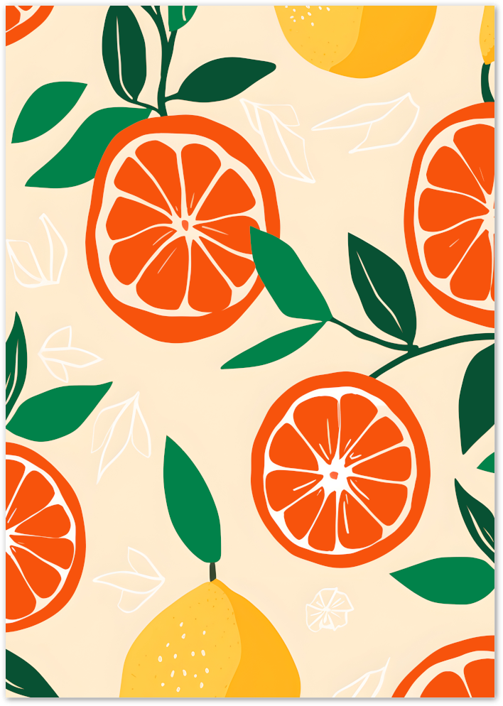 Posterux© | Citrus Grove Poster – Lemon & Orange Fruit Pattern Wall Art poster – premium wall art
