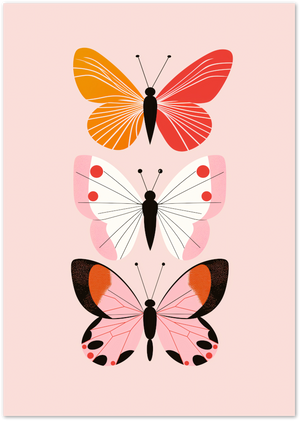Posterux© | Trio of Butterflies Poster – Orange Gradient Insect Wall Art poster – premium wall art